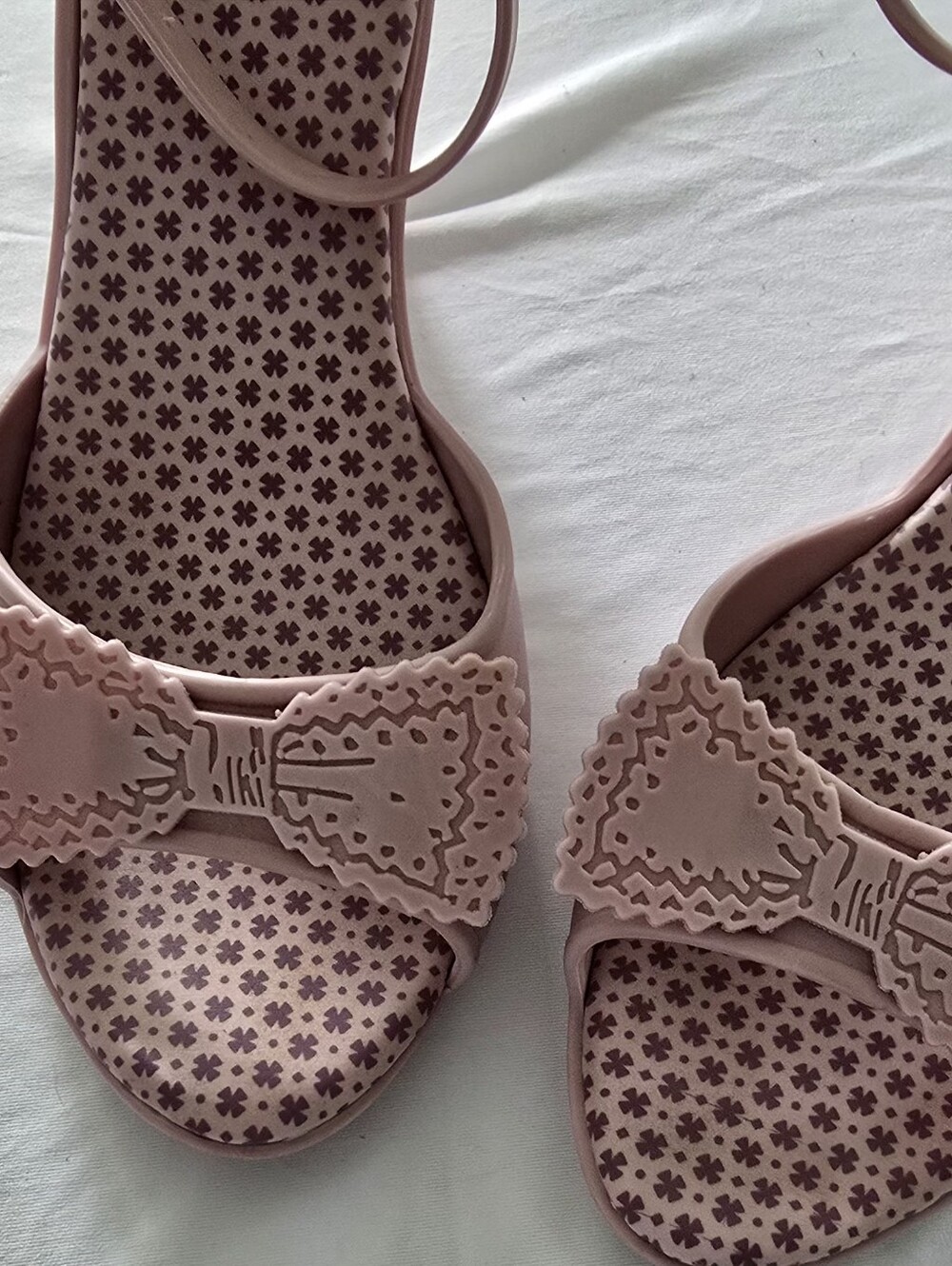 MELISSA Mermaid Pink Jelly Heels Women's Size 8 M Ankle Strap Peep Toe Shoes - Picture 5 of 12
